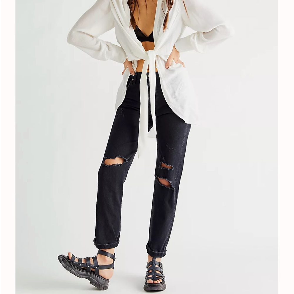 Black Free People Boyfriend Style Jean